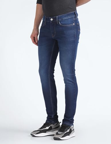 Image of Flying Machine Men's Skinny Fit Jeans| Solid | Mid Rise | Stretchable | Jeans for Man
