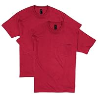 Hanes Men's 2 Pack Short Sleeve Pocket Beefy-T, Deep Red, 3X-Large