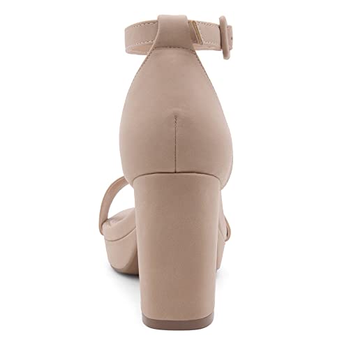 Image of Shoe Land Platform Heels for Women | 3.75 Inch Chunky Block Heeled Sandals with Ankle Strap | Open Toe Strappy High Heels for Wedding, Party & Formal Events