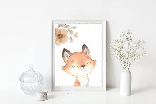 double critical Lemmami Papeterie 3er Set Boho Deko Wandbilder Kinderzimmer Babyzimmer Poster Bilder Mädchen Junge (Waldtiere Tiere Fuchs Bär)