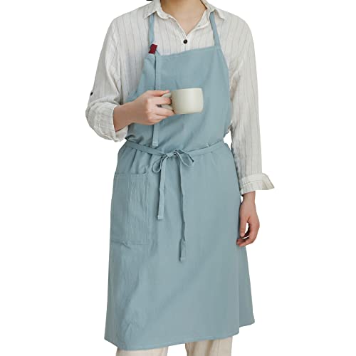 Uteynee 2 Pack 100% Cotton Aprons for Kitchen Garden Cooking Men Women with Pockets (10 Colors