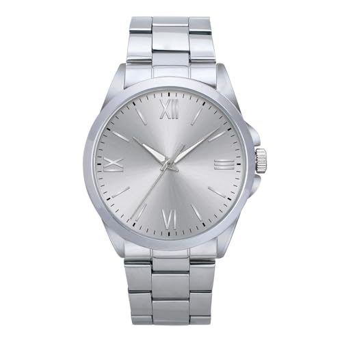 NUOVO Men's Classic Stainless Steel Watch 41mm Silver Dial Arabic Numerals Analog Display Water Resistant