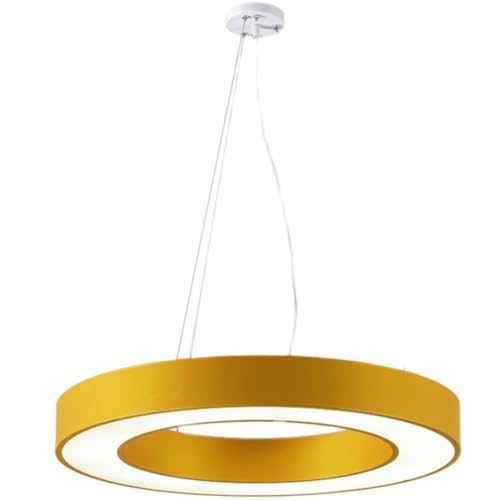 Suspension jaune avec lustre LED industriel pour ferme et cuisine contemporaine