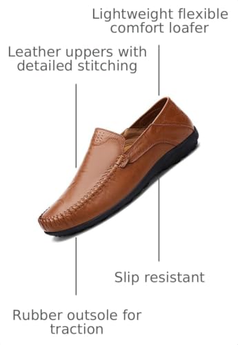 Image of Go Tour Men's Premium Genuine Leather Casual Slip on Loafers Breathable Driving Shoes Fashion Slipper