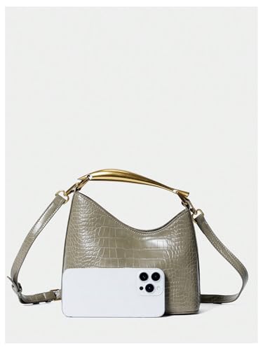 Milumia Women‘s Crocodile Print Top Handle Satchel Handbags Asymmetrical Shoulder Bags4