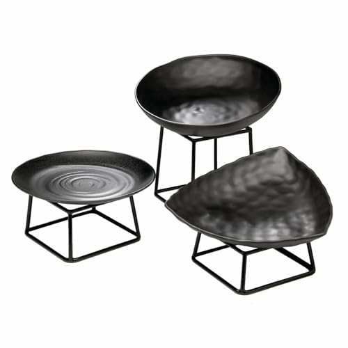 APS 33250 Buffetständer, Tellerständer, Schalenständer, mit Antirutschbeschichtung (PVC), 18 x 18 cm, Höhe 8 cm, Metall, schwarz