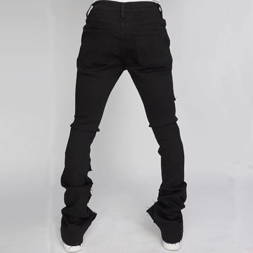 Stacked Jeans Slim Fit Ripped Jeans for Men Stretch Streetwear Pants Hip Hop Skinny Fit Destroyed Style2