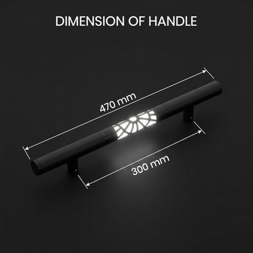 Image of Luxury LED Main Door Handle with Sensor Touch | 18.5 Inch Pull Push Handle for Home, Office, Hotel & Villa | Black Finish Stainless Steel Door Handle | 300mm Hole to Hole - Pack of 1