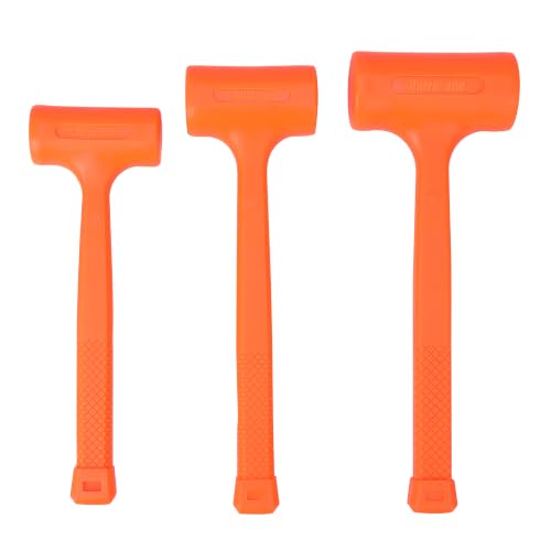 HURRICANE 3-Piece Dead Blow Hammer Set, No-Rebound Mallet with Solid Steel Core Handle,