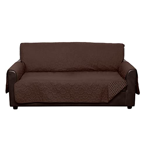 Image of Furhaven Waterproof & Non-Slip Sofa /Couch Cover Protector for Dogs, Cats, & Children - Quilted Paw Print Living Room Furniture Cover - Espresso, Sofa