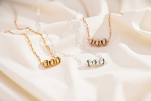 Myka - Personalized Paperclip Link Chain Necklace With Up To 8 Ball Beads / Engrave Any Name / Diamond Option -Sterling Silver, Gold, Rose Gold / Customized Gift For Woman For Mother's Day, Birthday, Anniversary #TOP4