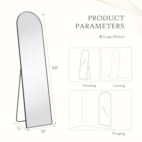 Homee XY-GZ-1659-BK Arched Full Length Mirror thumb #6
