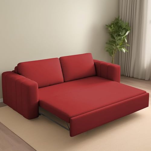 Image of Cisco 3 Seater Sofa Cum Bed for Living Room (Maroon Fabric Colour) Premium Fabric Sofa Cum Bed for Living Room