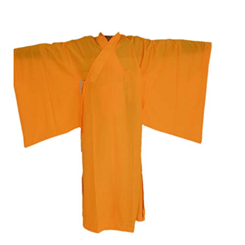 DGXIN Shaolin Temple Zen Buddhist Robe Monk Meditation Kung Fu Gown Unisex Yellow3
