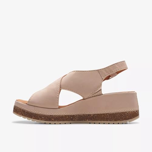 Clarks Clarks Women's Kassanda Step Wedge Sandal Sand Nubuck 9 Medium