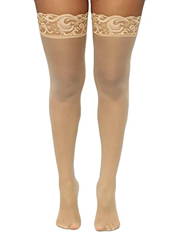 Foto de Kaei&Shi Medias altas hasta el muslo, medias de encaje transparente para mujer, lencería de San Valentín (imagen 2)