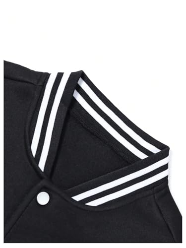 MakeMeChic Boy's Varsity Baseball Bomber Jacket Striped Long Sleeve Color Block Button Down Coats3