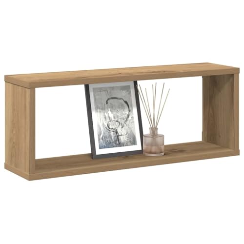 YuuSsea Estantería de pared en forma de cubo, 2 unidades, roble Artisan, 60 x 15 x 23 cm, material de madera, estantes de baño duraderos, organizadores de pared flotantes para dormitorio, fácil de
