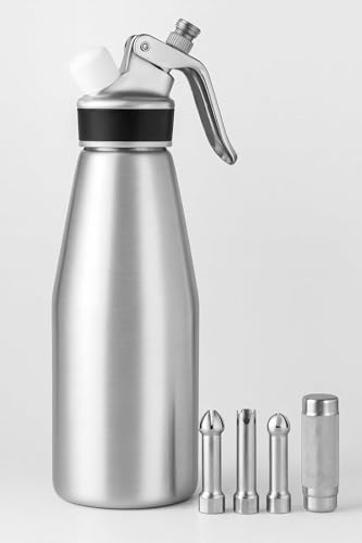 Professional Whipped Cream Dispenser – Heavy-Duty Aluminium Body & Stainless Steel Nozzle, 500ml/1000ml, Various Colours – Ideal for Desserts, Coffee, and Cocktails