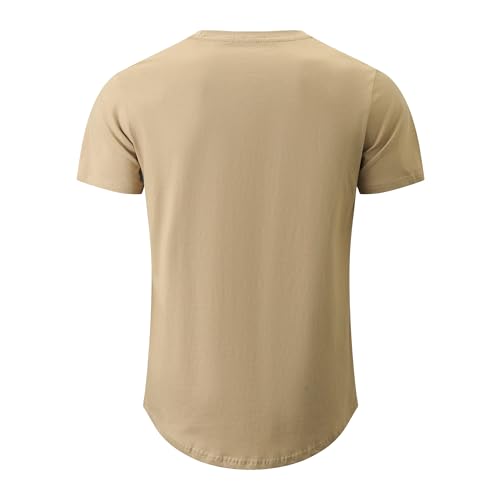 Image of YININF Men's T-Shirts Hipster Short Sleeve Solid Color Crew Neck Cotton Soft Fitted Tees
