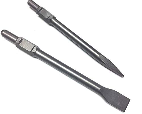 WERHE Professional SDS Hex Chisel Set 30 35 x 410 mm Cold Pointed Socket Flat Wide for Demolition Hammer