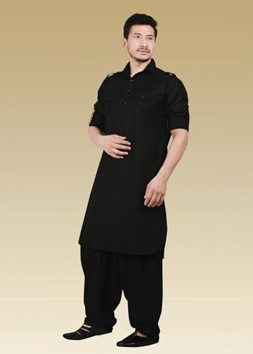 Image of K-ROYALS Men's Cotton Blend Pathani Kurta Pyjama Suit
