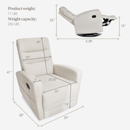 Image of Dream On Me Chatham Deluxe Nursery Glider Recliner, Amazon Exclusive, Vanilla Oat