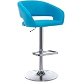 Vogue Furniture Direct Adjustable Bar Stool with Hollow Back and Arms, Modern PU Leather Swivel...