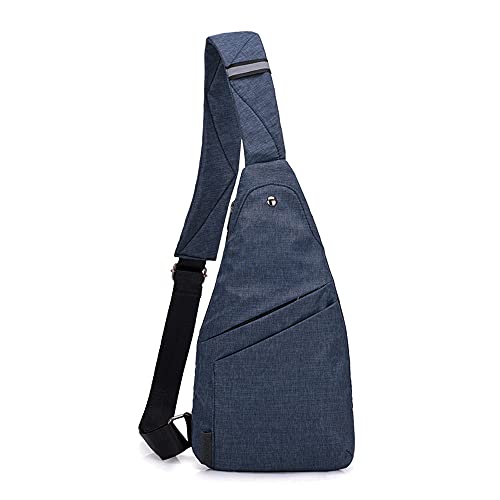 Mochila de un solo hombro azul impermeable que evita robos en viajes de hombres