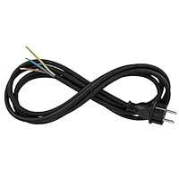 REV Zuleitung - Ersatzkabel für den Außenbereich, 3m Zuleitung (H05RR-F 3G1,5 mm²), Stromkabel mit Stecker, 3680W, IP44, schwarz