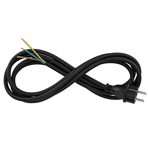 REV Zuleitung - Ersatzkabel für den Außenbereich 3m Zuleitung (H05RR-F 3G1 5 mm) Stromkabel mit Stecker 3680W IP44 schwarz