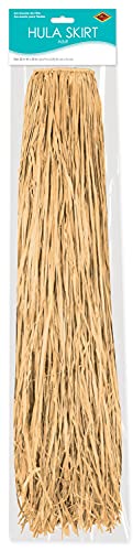 Beistle Adult Size Natural Color Raffia Hula Skirt for Hawaiian Tropical Luau Birthday Parties, Beach Weddings