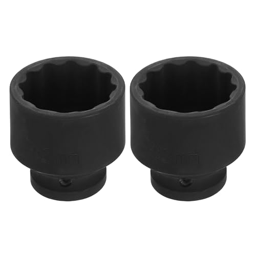 Image of HARFINGTON 2pcs 1 /2 inch Drive x 32mm Shallow Impact Socket 12-Point Metric CR-V Steel Spindle Nut Impact Flip Sleeve for Home Auto Nuts Bolts Repair