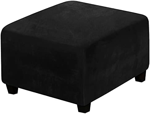LiveGo Ottoman Cover, Footstool Cover, Ottoman Slipcovers Rectangle,Velvet Chair Cover Protector for Living Room Soft Touch Elastic Detachable Stool Cover Slipcovers (Hypodermal Colour, Medium)