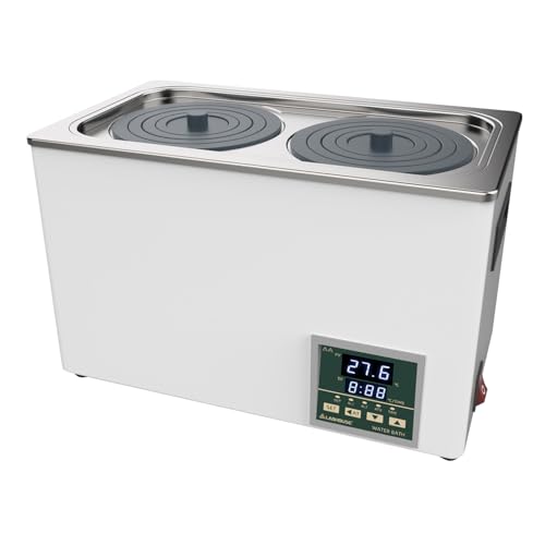 LABHOUSE Lab Water Bath Digital WB100-2 Thermostatic Heater Electric Heating Device | Stainless Steel Liner 6L Capacity 2 Selectable Openings Laboratory Experiment Use 110V/60Hz