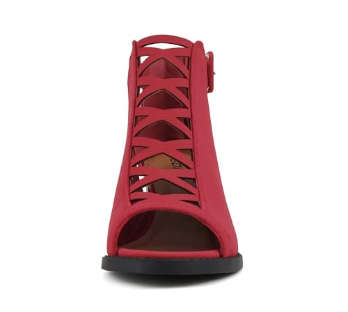 Image of Soda Aran ~ Women Open Toe Crisscross Straps Back Zipper High Heel Fashion Sandal with Adjustable Ankle Strap
