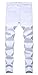 Enrica Men's Ripped Distressed Destroyed Straight Fit Washed Denim Jeans (449-2 White, 32)