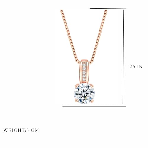 Image of Nilu's Collection Classic Round Solitaire Pendant With Chain & AD Stone | Stylish Delicate Cubic Zircon Pendant with Chain for Women