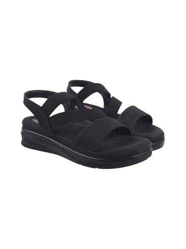 Image of Shoetopia Women's Comfortable Sandals with Elastic Straps - Lightweight Wedge Heel, Open Toe, Slip-On Casual Footwear
