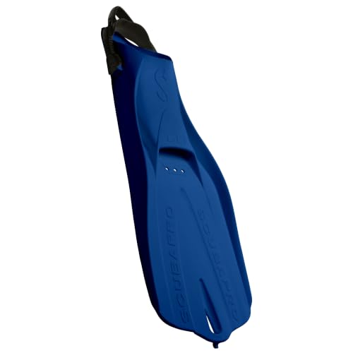 SCUBAPRO GO Travel Scuba Fin Set, Open Heel, Blue Fin with Black Bungee Strap for Snorkeling, Diving and Swimming, 3X-Small