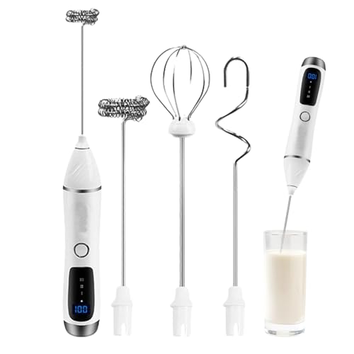 Espumador de leche eléctrico, Mezclador de café con pantalla LED, Espumador de leche a batería, Batidora de café portátil, Batidor eléctrico con batidor ajustable, Máquina de espuma de leche para
