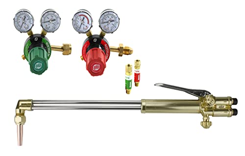 SÜA - 21'' Heavy Duty Straight Cutting Torch 90° Head - Compatible with ST900FC + Regulators + Cutting Tip and Arrestors (Acetylene)