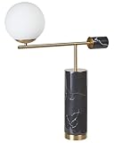 Nécessite une ampoule E27 Beliani Lampe de table Moderne en Métal avec Base en Marbre Forme d\'Ampoule Noir et Doré Hondo