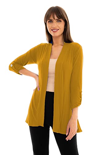 Image of Loxdonz Women's Open Front Cardigans Casual 3 /4 Sleeve Cardigan Soft Lightweight Top