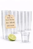 buxmed 80 Stück Shotbecher transparent 3 cl mit Skala – Schnapsgläser Plastik, Shotgläser, Pinnchen, Becher für Shots, BPA frei, stapelbar, Party Zubehör & Dosierbecher