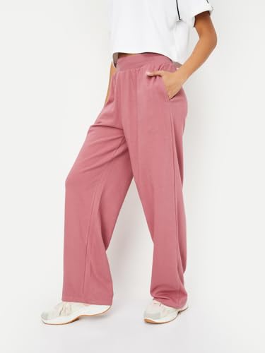 Image of Max Women Loose Mid Rise Solid Athleisure Track Pants
