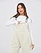 SeekMe Womens Fleece Overalls One-piece Bibs Jumpsuits Adjustable Suspender Straps Warm Winter Fuzzy Ski Pants(1833-BeigeX1-S-FY)