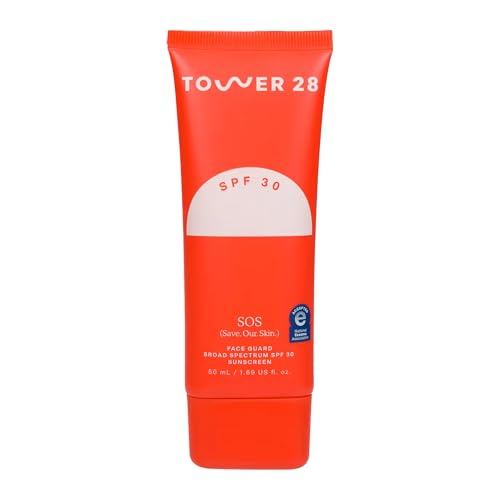Tower 28 SOS FaceGuard SPF 30 - Broad Spectrum Mineral Sunscreen for Face with Ceramides for Sensitive Skin - Lightweight Zinc Oxide Face Sunscreen Lotion - Dermatologist-Tested Sun Skin Care (2.3 oz)