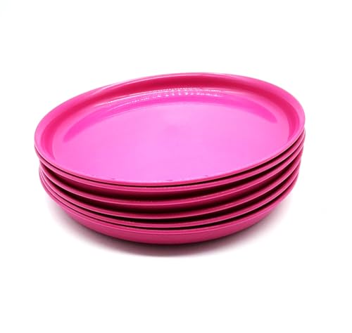Kimmel 6 Stück Teller 18 cm Speiseteller Partygeschirr Kindergeschirr Campinggeschirr Plastikgeschirr Kunstsoffgeschirr, Mehrweggeschirr, Farbe fuchsia