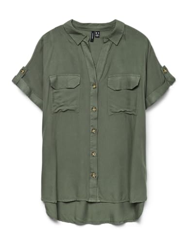 VERO MODA Vmbumpy S/S Camiseta Wvn Ga Noos Blusa de Manga Corta, Verde, M para Mujer
